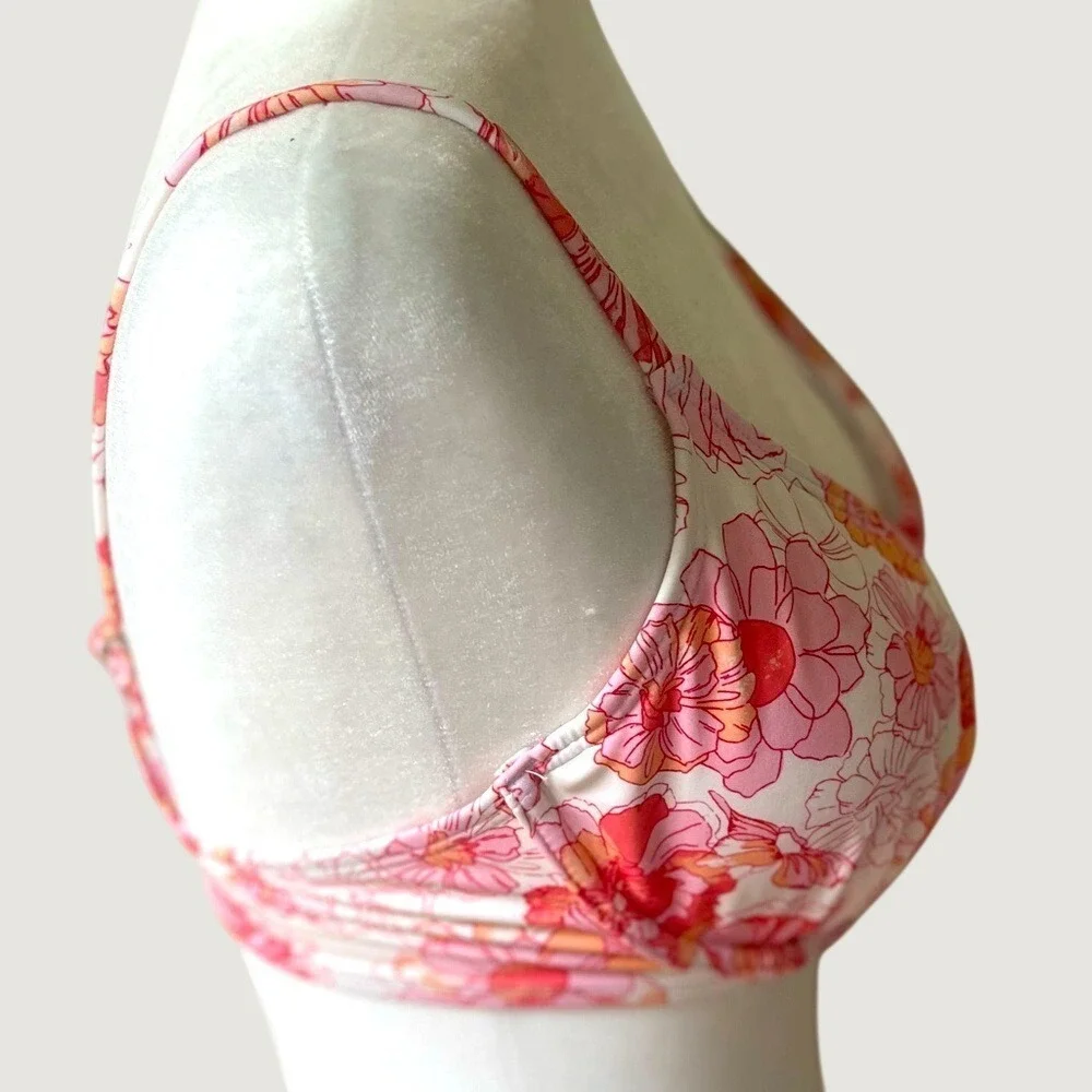 Shade & Shore Underwire Bikini Swim Top Womens 34D Pink Floral Stretchy NWT - Picture 8 of 11